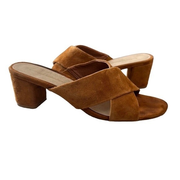 Catherine Malandrino Roxie Suede crisscross Block-Heel Mule Sandals Size 9 - Picture 1 of 9